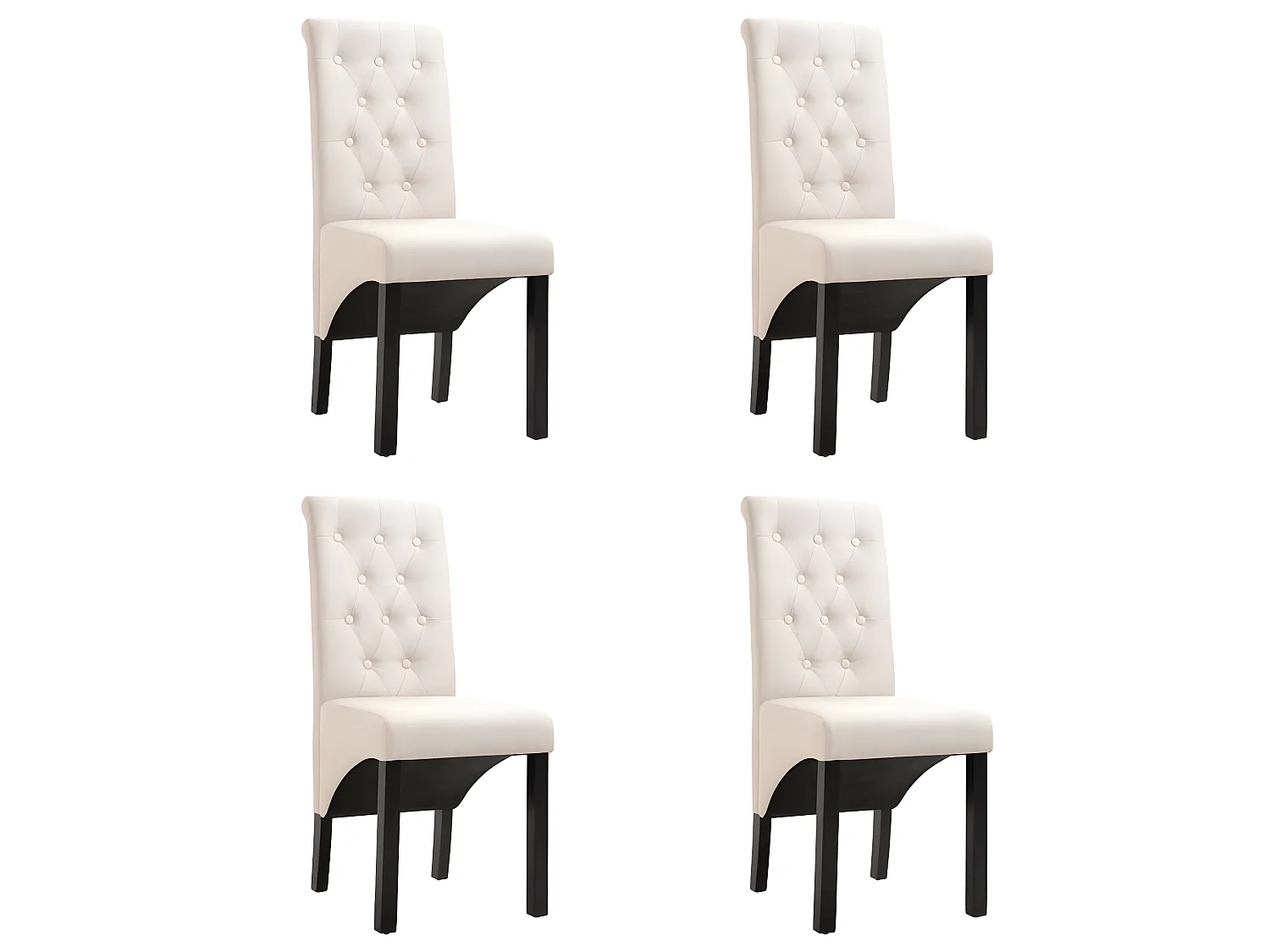 Set di 4 sedie da pranzo in tessuto color crema