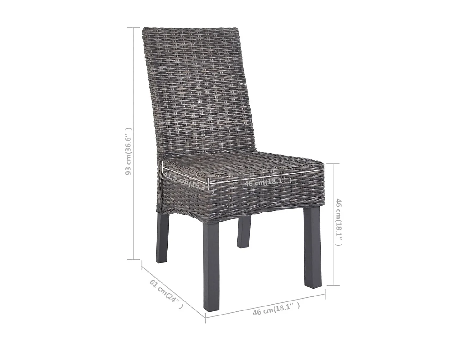 Eetkamerstoelen set van 2 bruin kubu rotan en mangohout