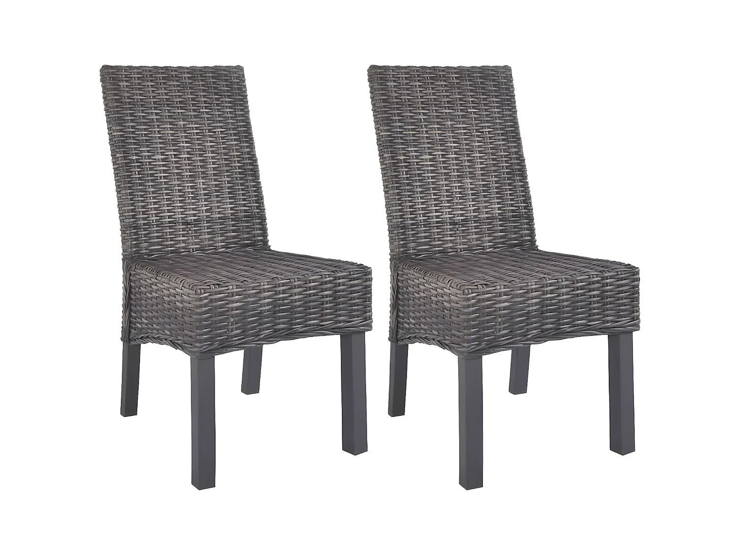 Chaises à manger lot de 2 marron rotin kubu et bois de manguier