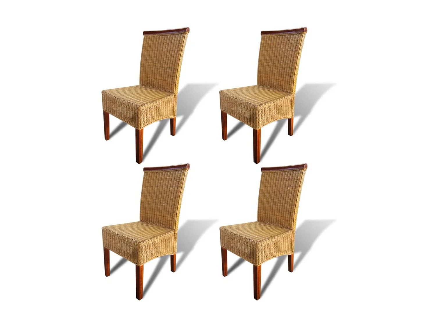 Eetkamerstoelen set van 4 bruin natuurlijk rotan