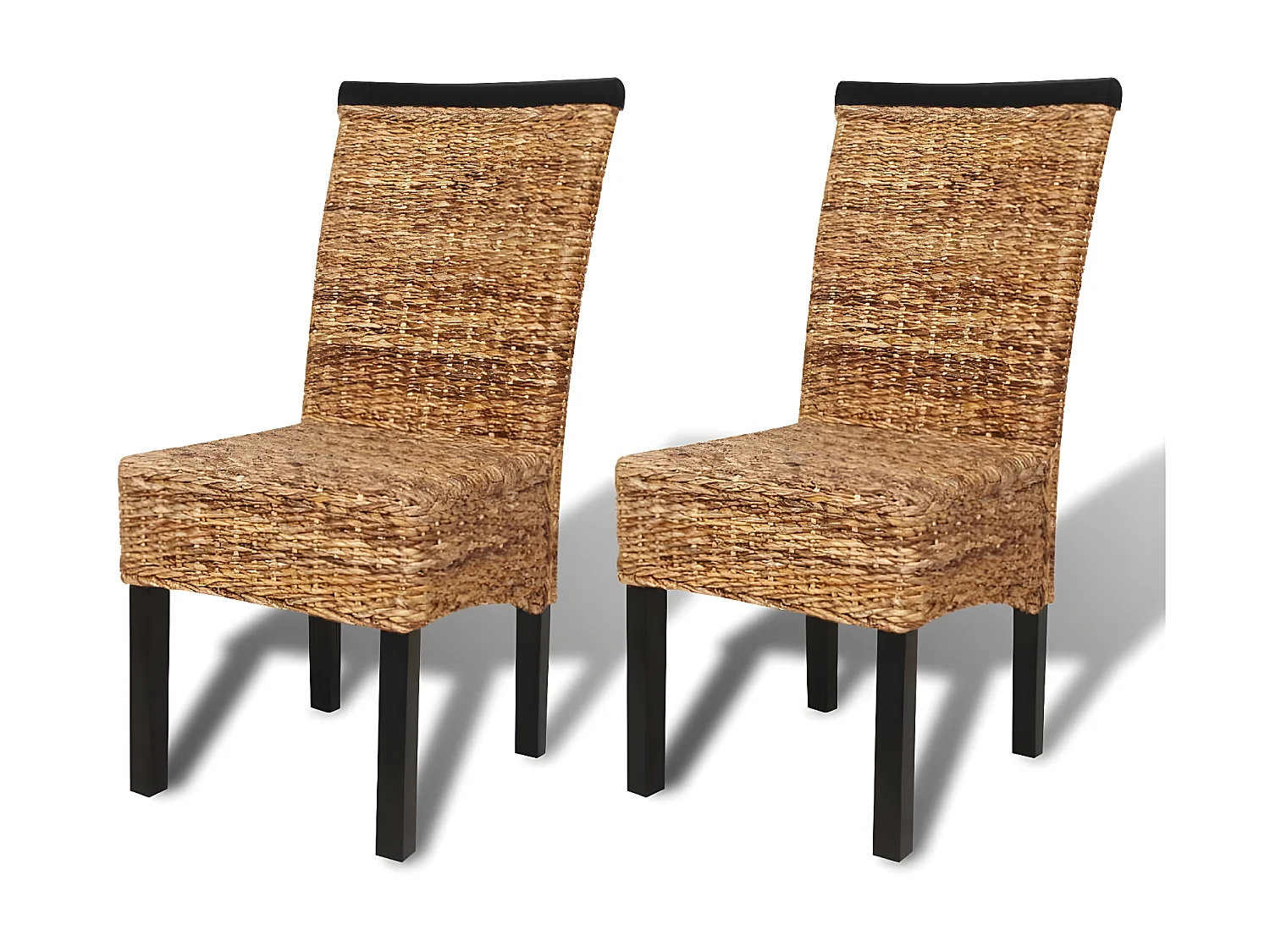 Eetkamerstoelen set van 2 massief mangohout en abaca
