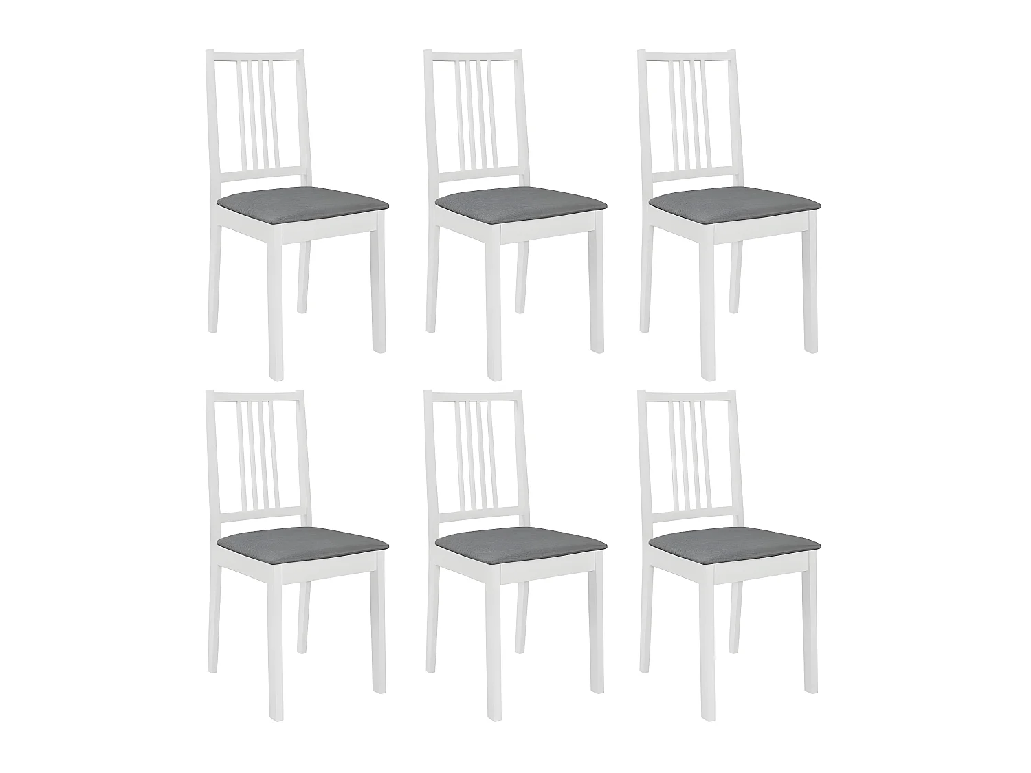 Chaises à manger avec coussins lot de 6 blanc bois solide