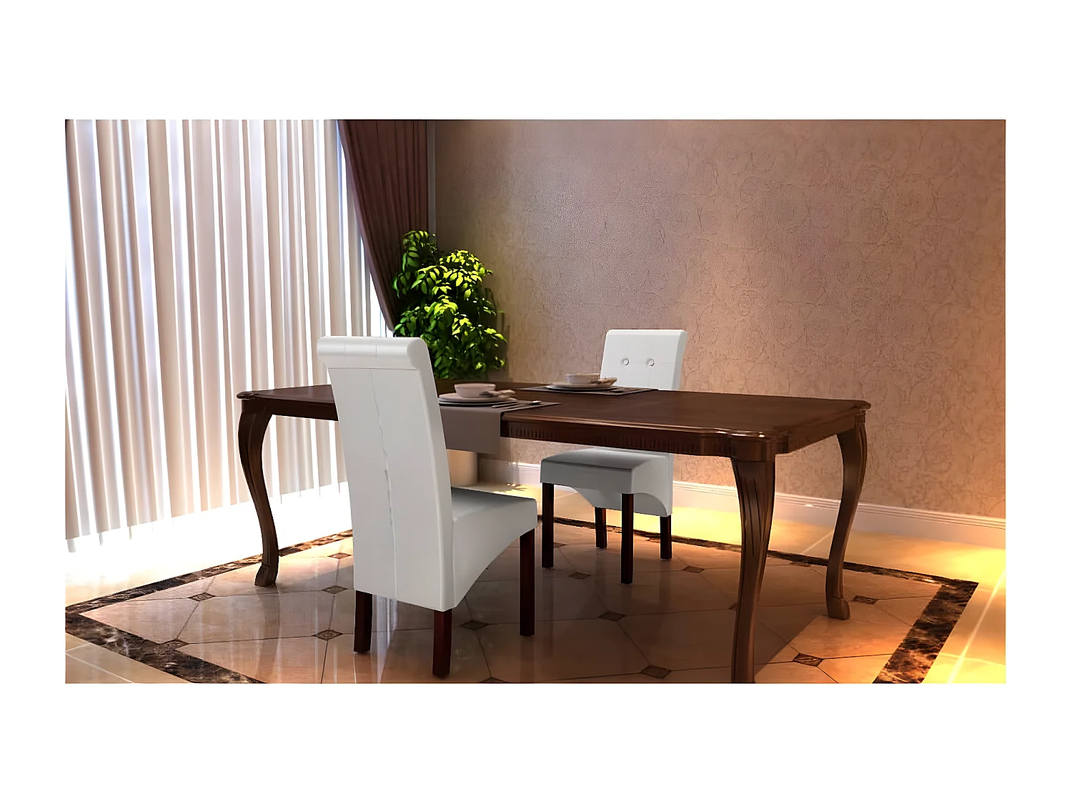 Eetkamerstoelen set van 2 wit kunstleer