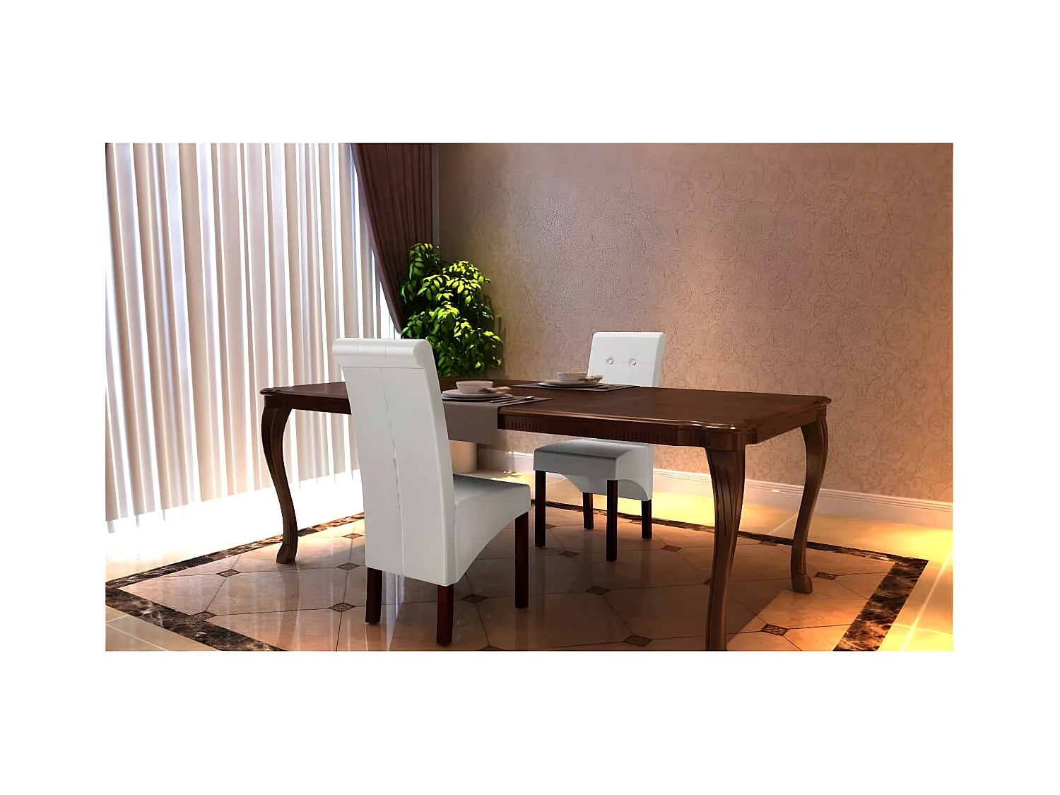 Eetkamerstoelen set van 2 wit kunstleer