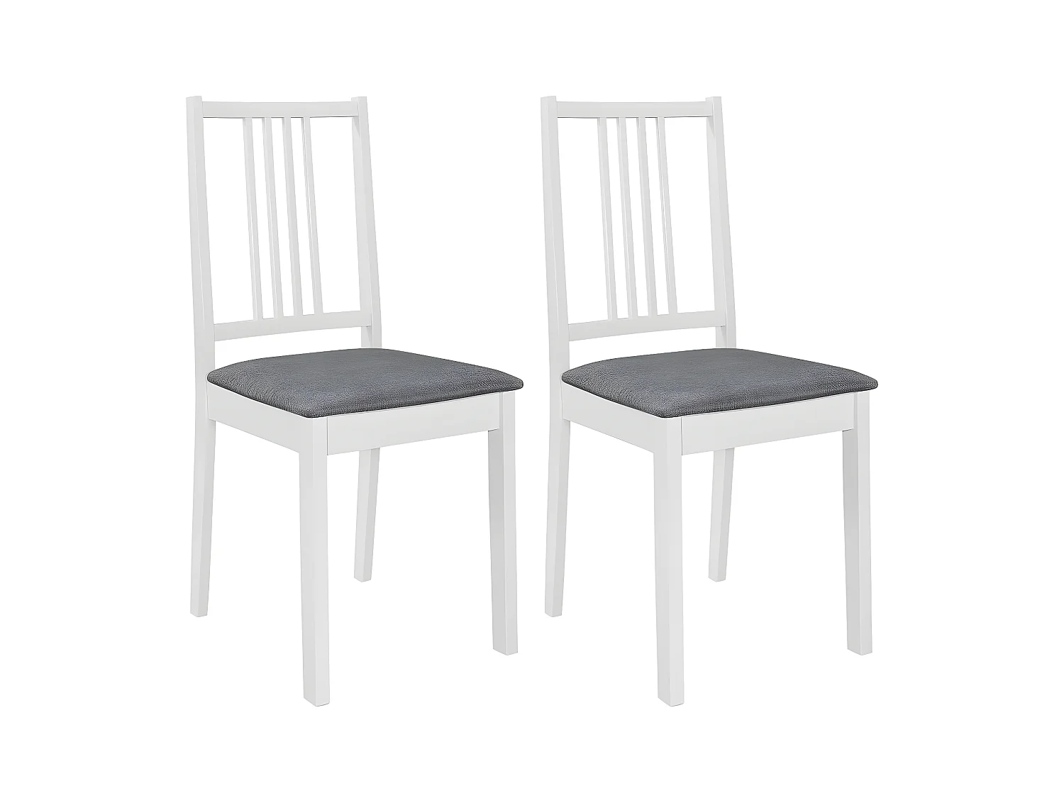 Chaises à manger avec coussins lot de 2 blanc bois solide