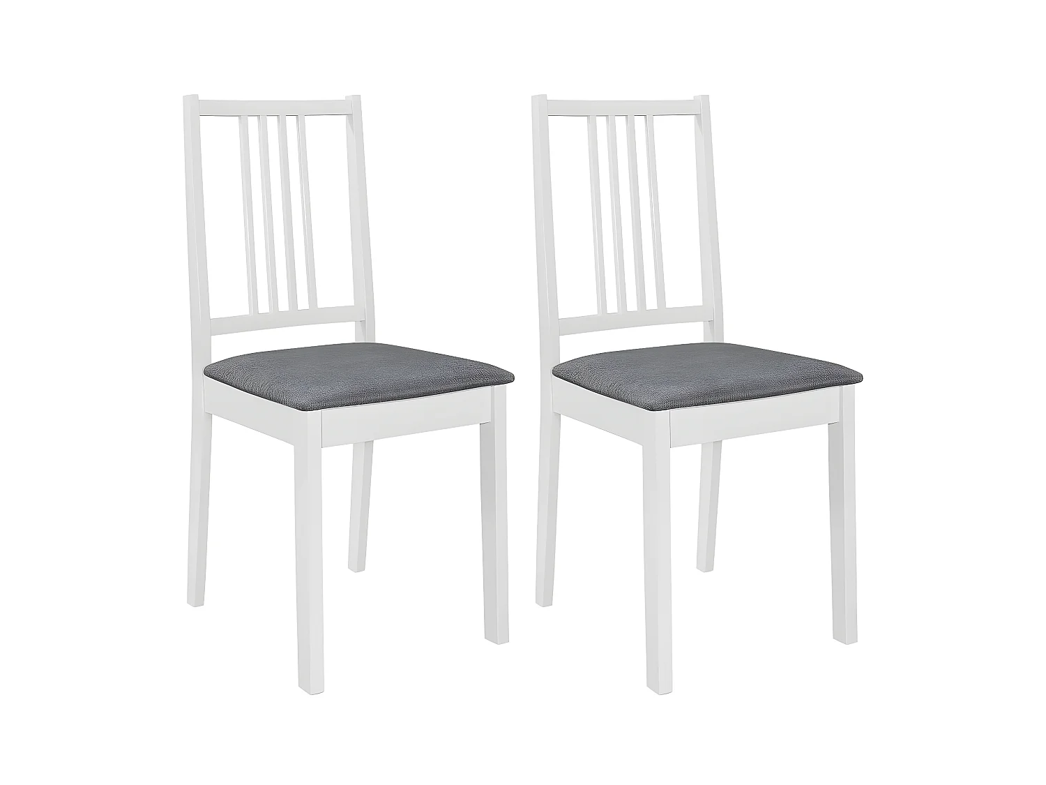 Eetkamerstoelen met kussens set van 2 wit massief hout