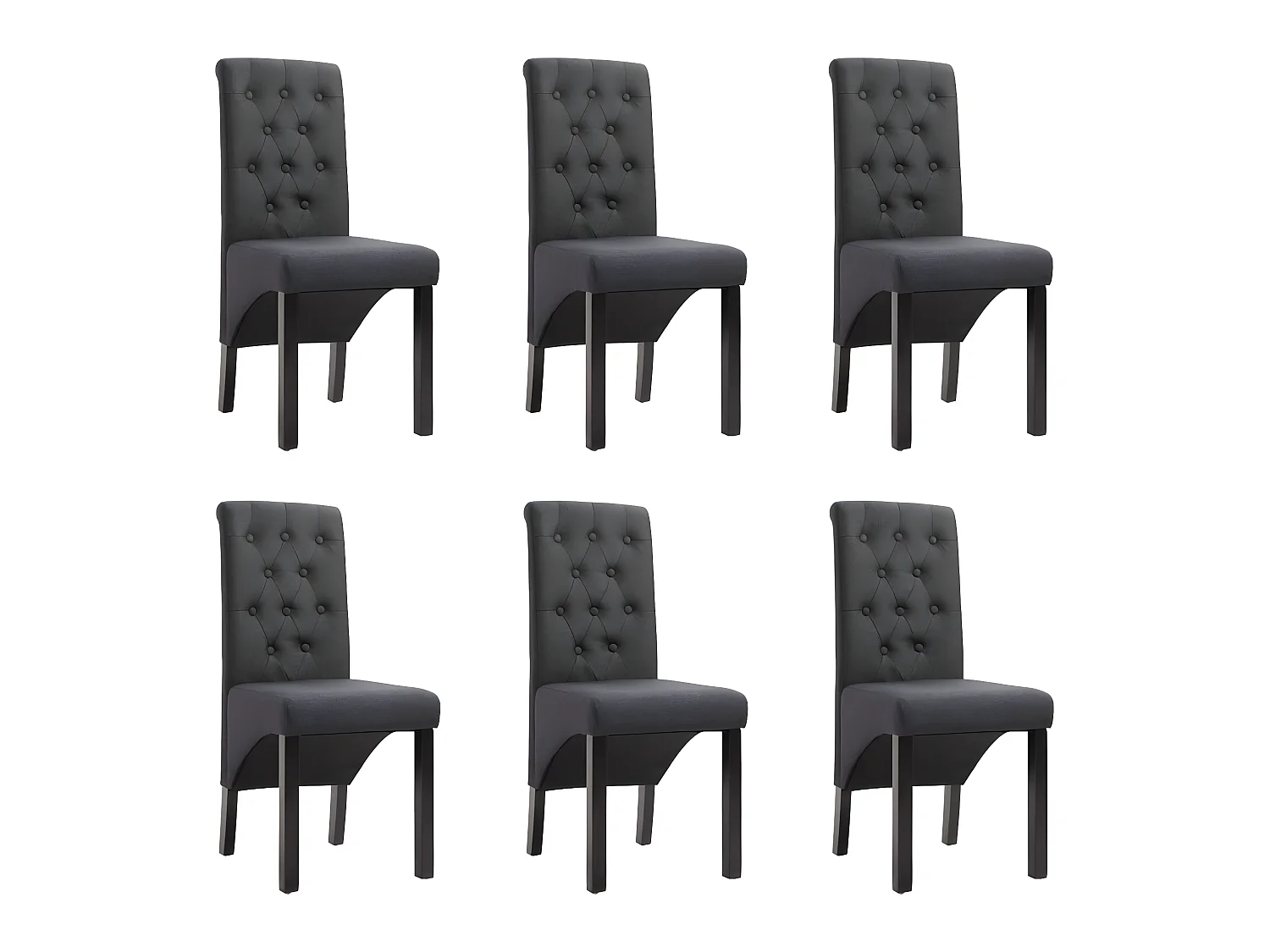 Chaises à manger lot de 6 gris foncé tissu