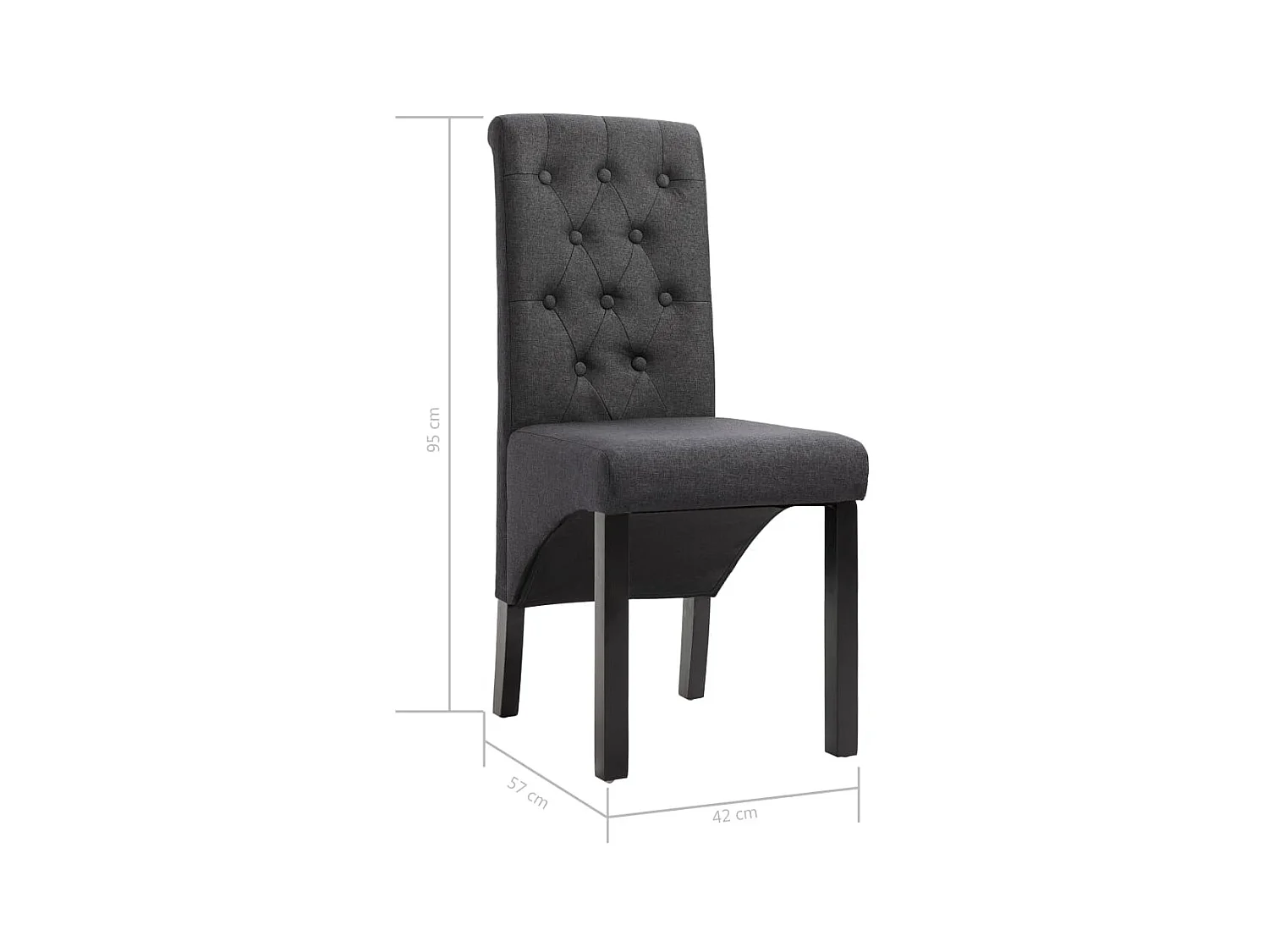 Chaises à manger lot de 6 gris foncé tissu