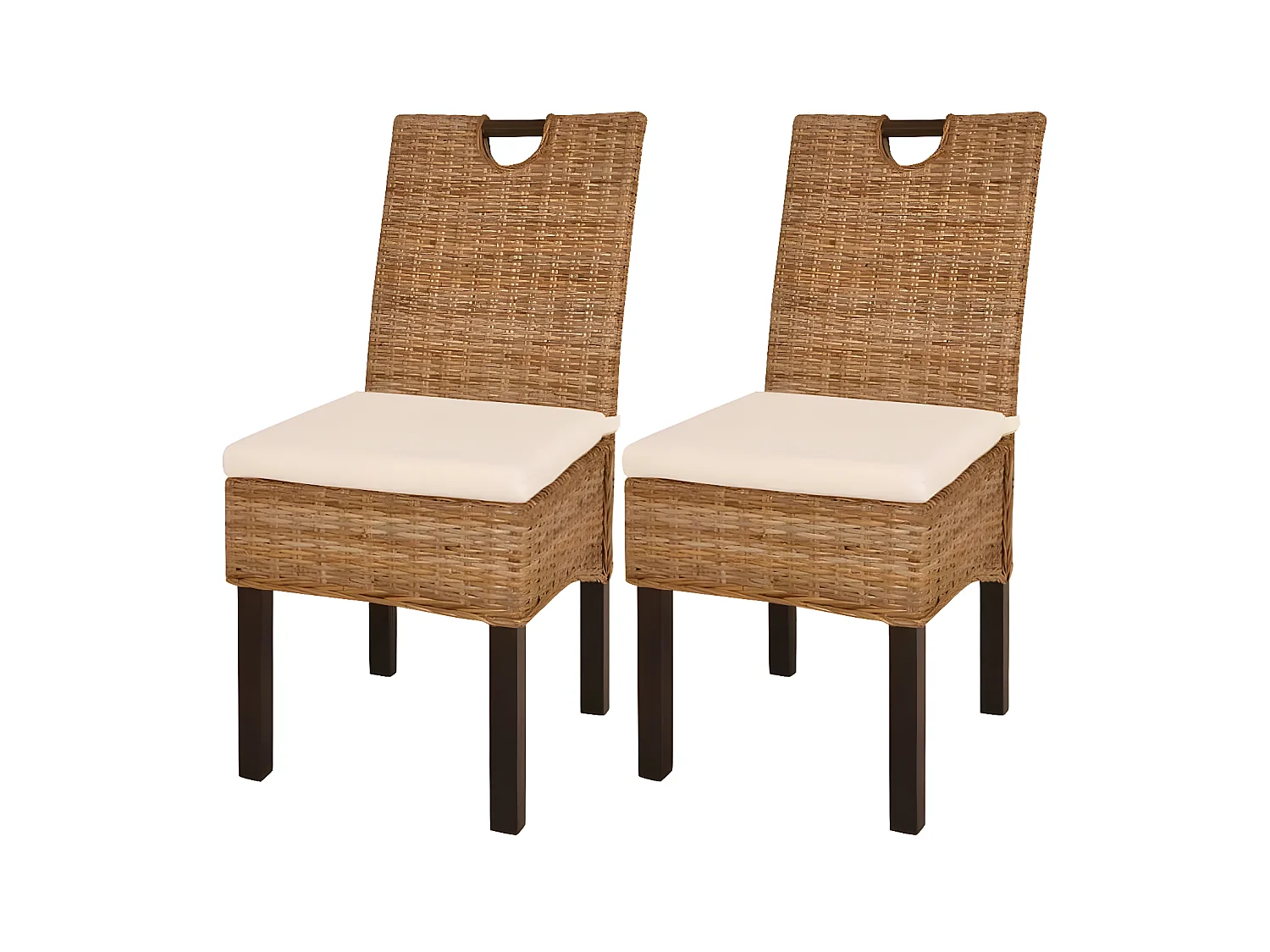 Chaises à manger lot de 2 rotin Kubu bois de manguier