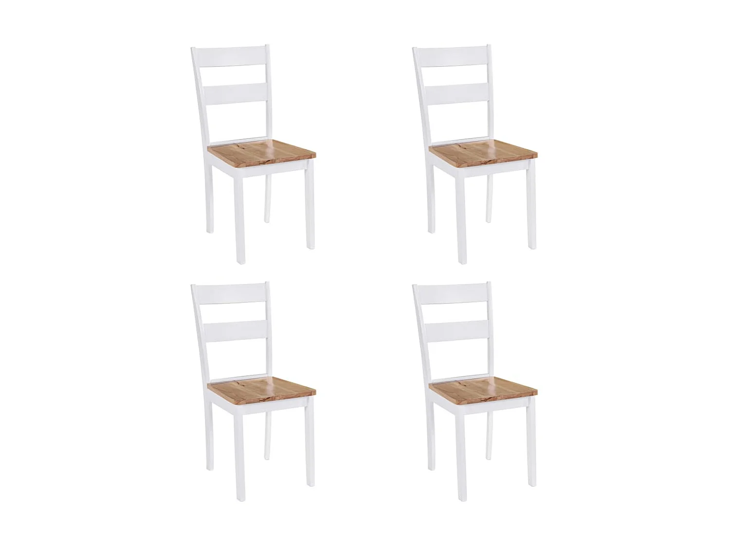 Chaises à manger lot de 4 blanc bois d'hévéa massif