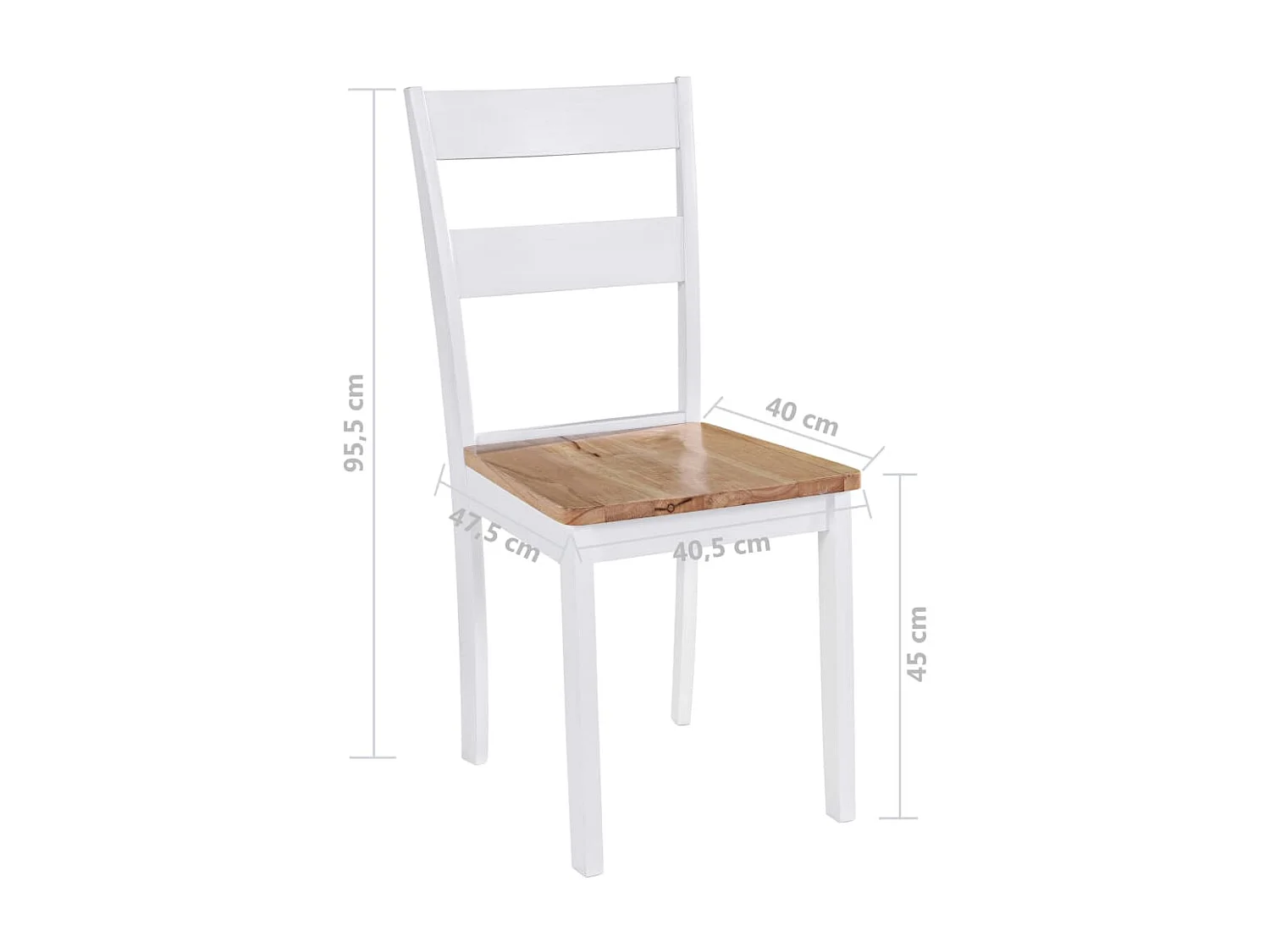 Chaises à manger lot de 4 blanc bois d'hévéa massif