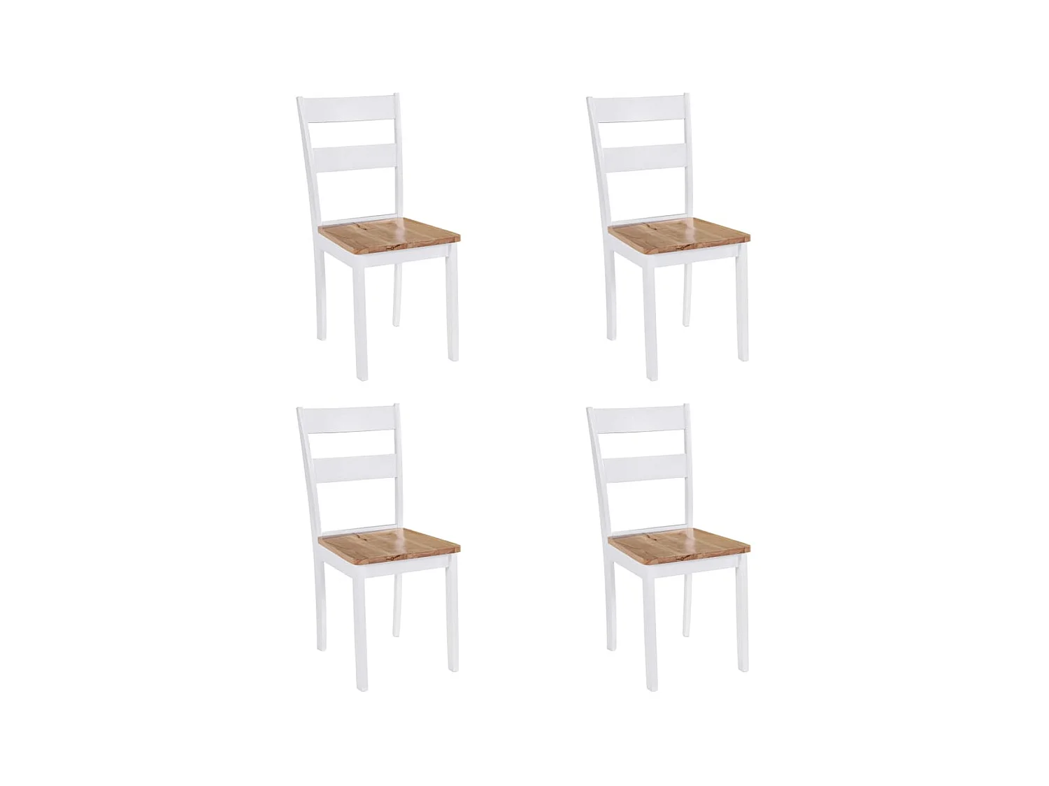 Eetkamerstoelen set van 4 wit massief rubberhout