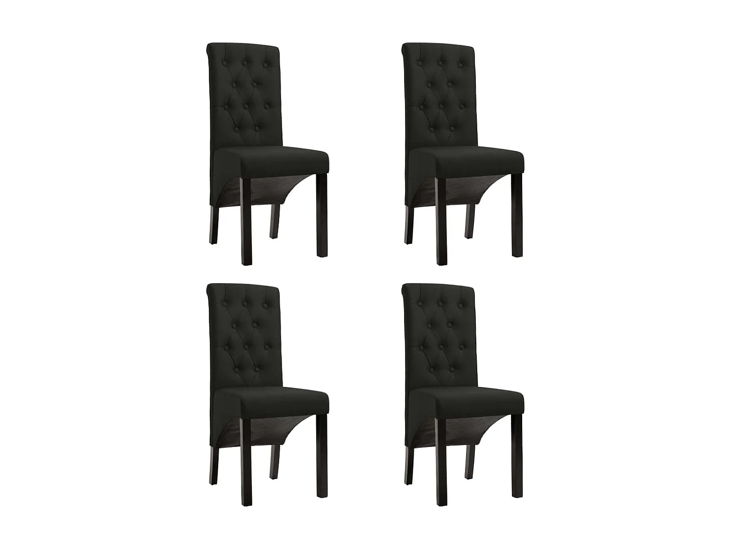 Eetkamerstoelen set van 4 zwarte stof