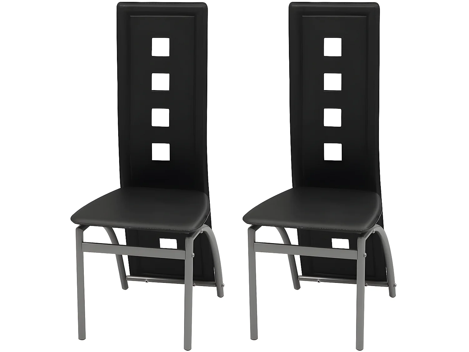 Chaises à manger lot de 2 noir similicuir