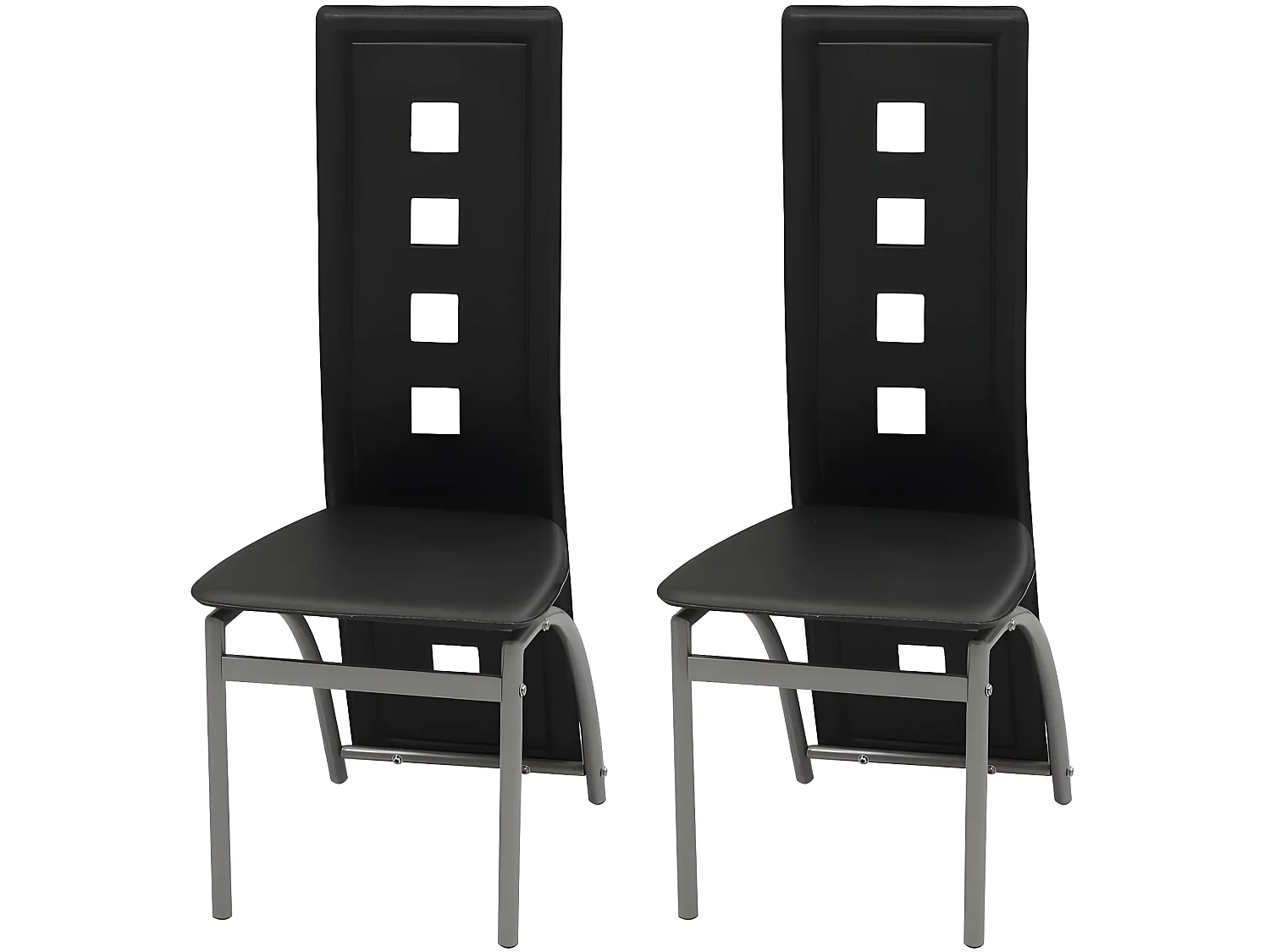 Chaises à manger lot de 2 noir similicuir