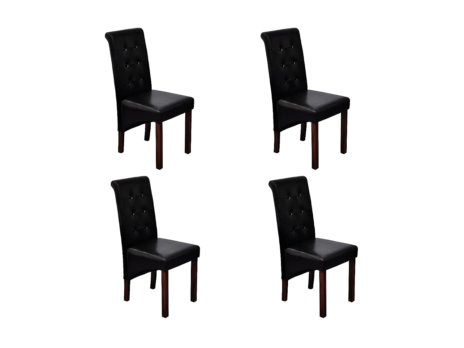 Chaises à manger lot de 4 noir similicuir