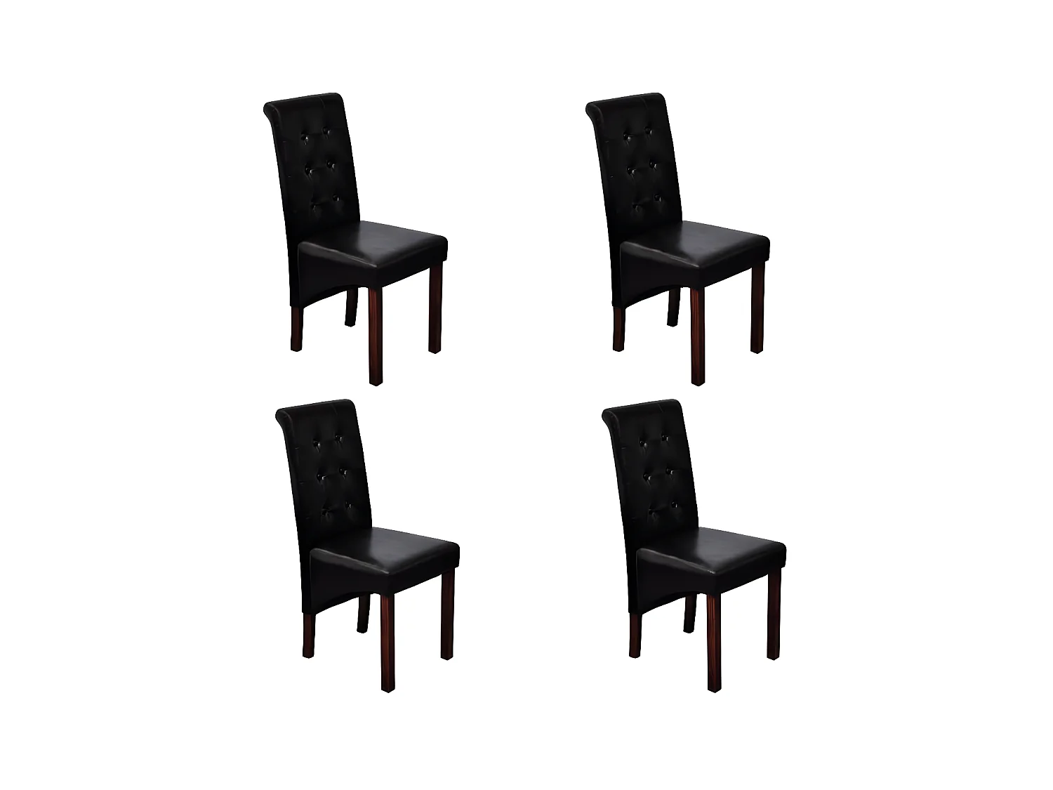 Chaises à manger lot de 4 noir similicuir