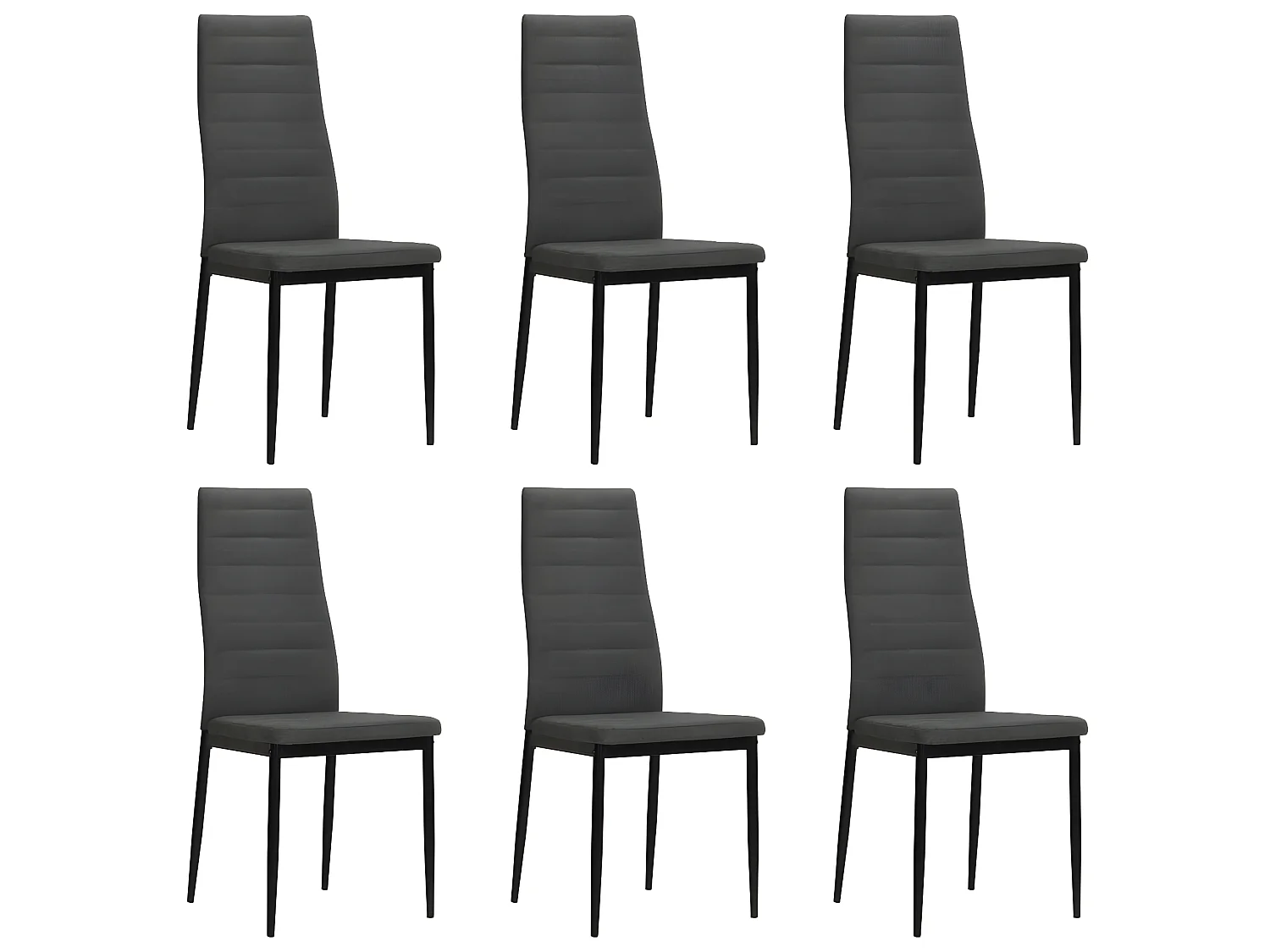 Chaises à manger lot de 6 gris foncé tissu