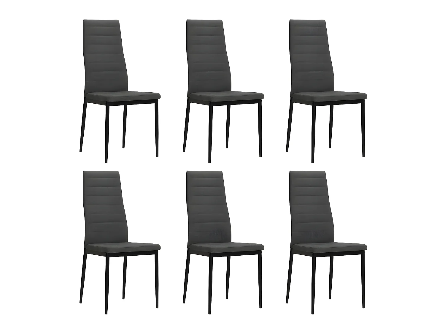 Eetkamerstoelen set van 6 donkergrijze stof