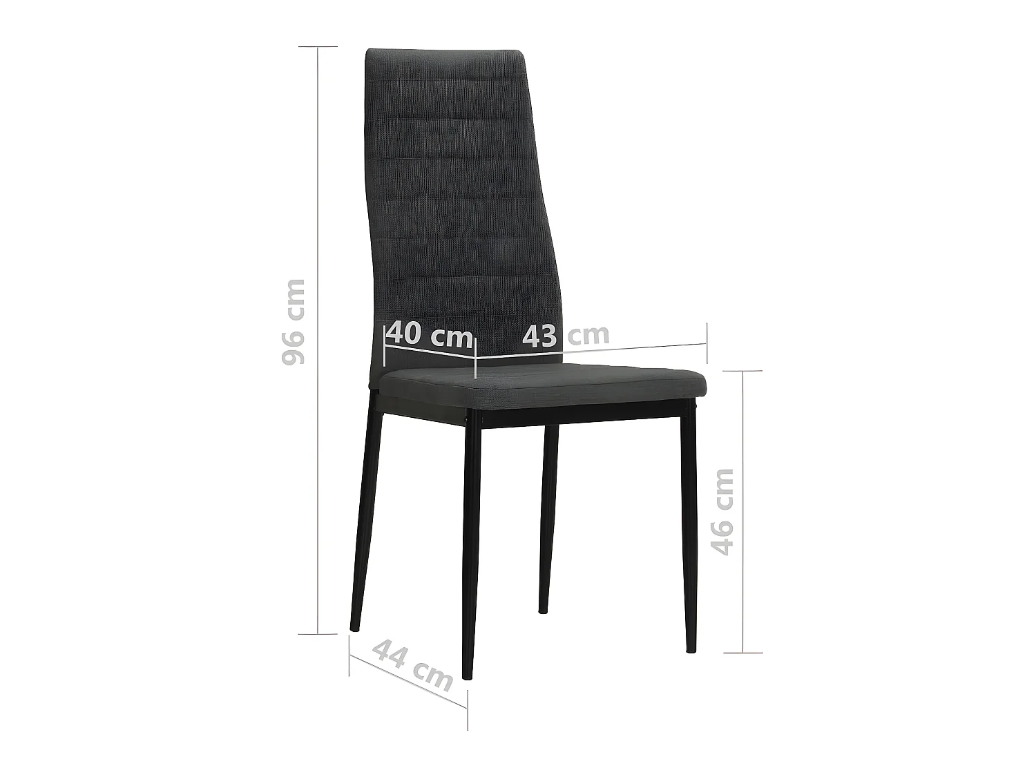 Eetkamerstoelen set van 6 donkergrijze stof