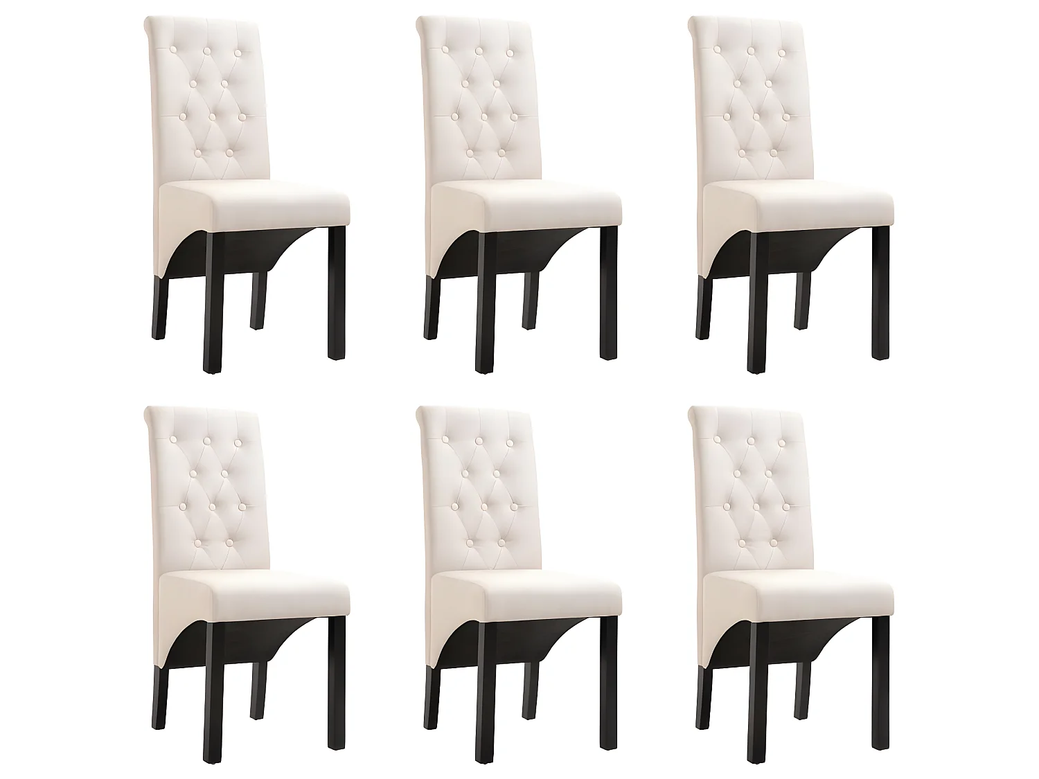 Chaises à manger lot de 6 crème tissu