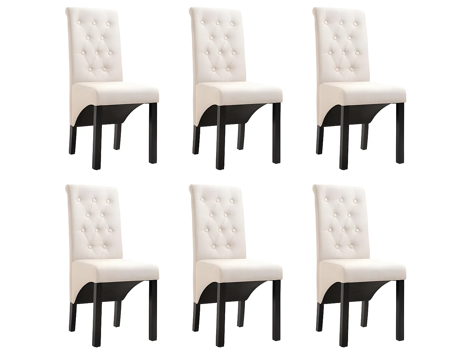 Chaises à manger lot de 6 crème tissu
