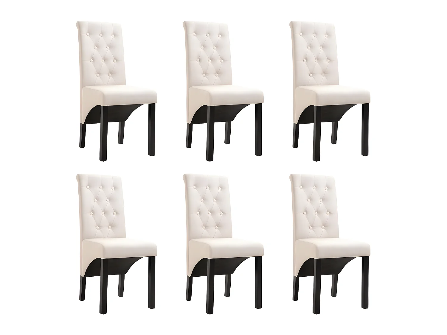 Eetkamerstoelen set van 6 crème stof