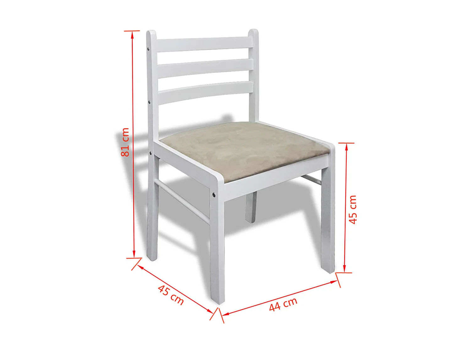 Eetkamerstoelen set van 6 wit massief hout en fluweel