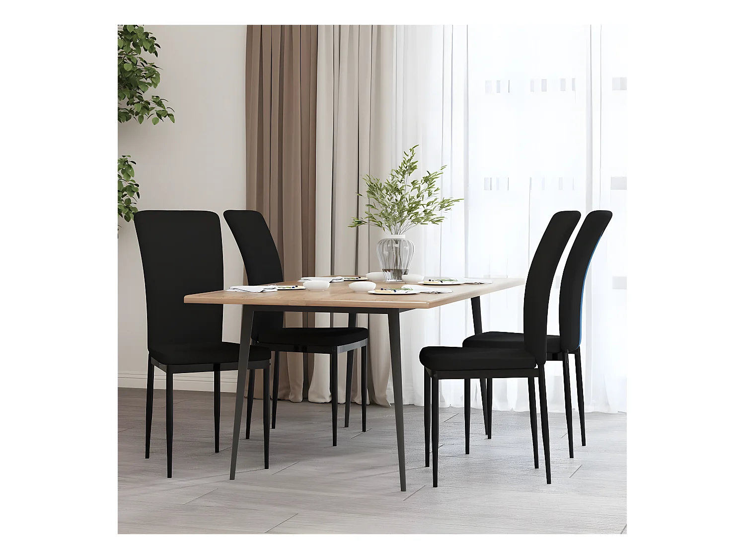 Chaises à manger lot de 4 Noir Velours