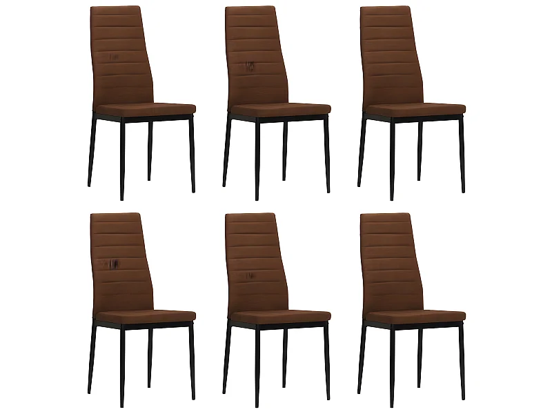 Chaises à manger lot de 6 marron tissu