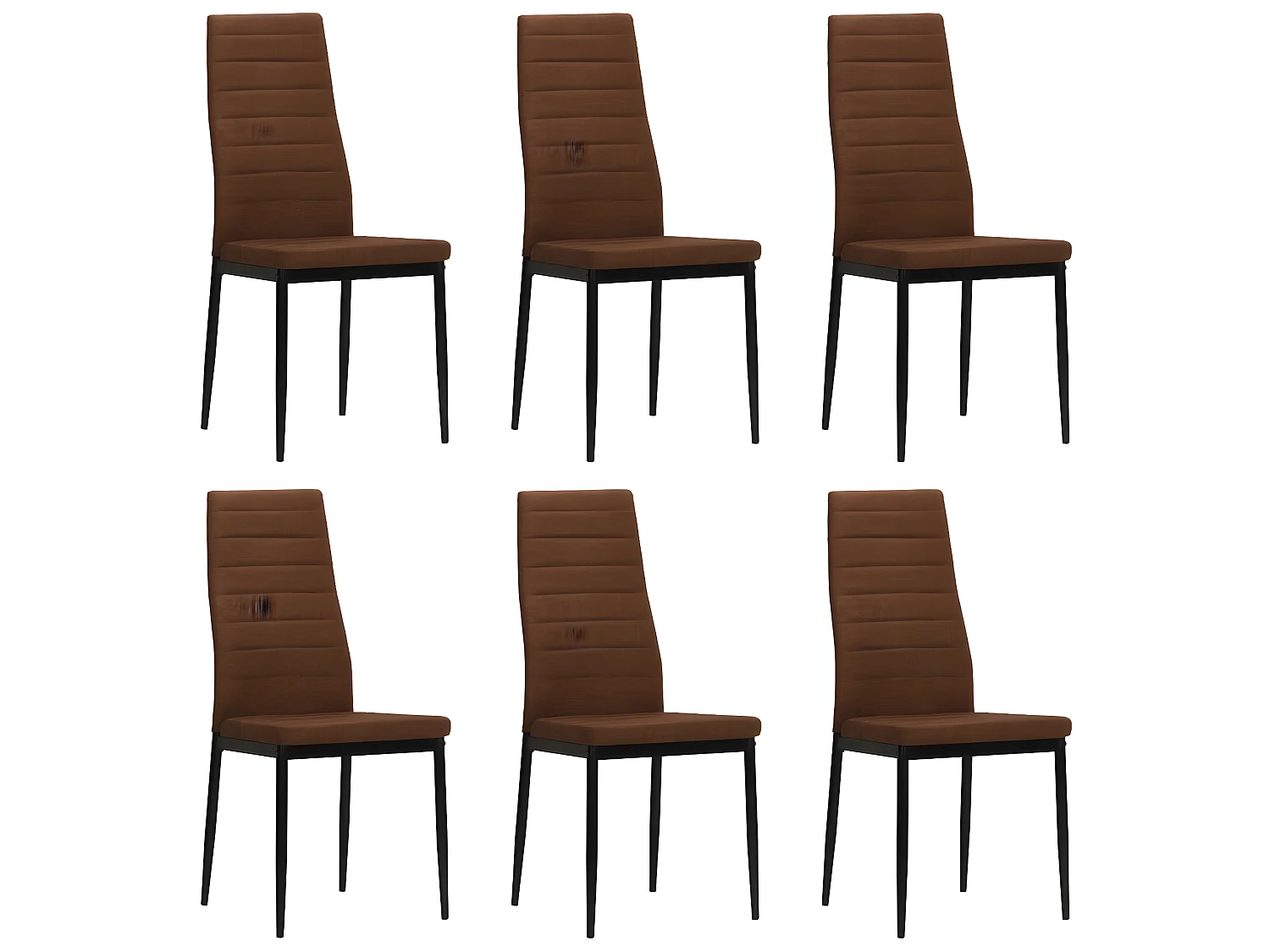 Chaises à manger lot de 6 marron tissu