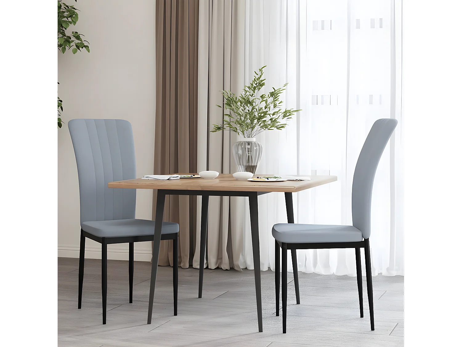 Chaises à manger lot de 2 Gris clair Velours