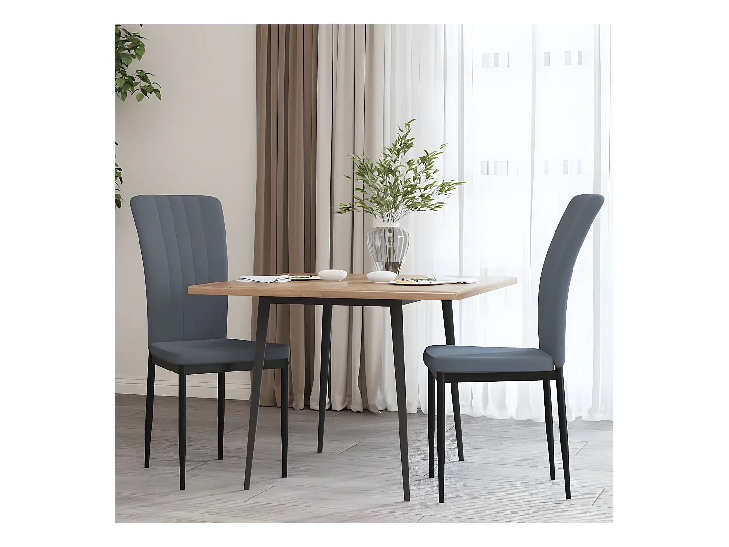 Chaises à manger lot de 2 Gris foncé Velours