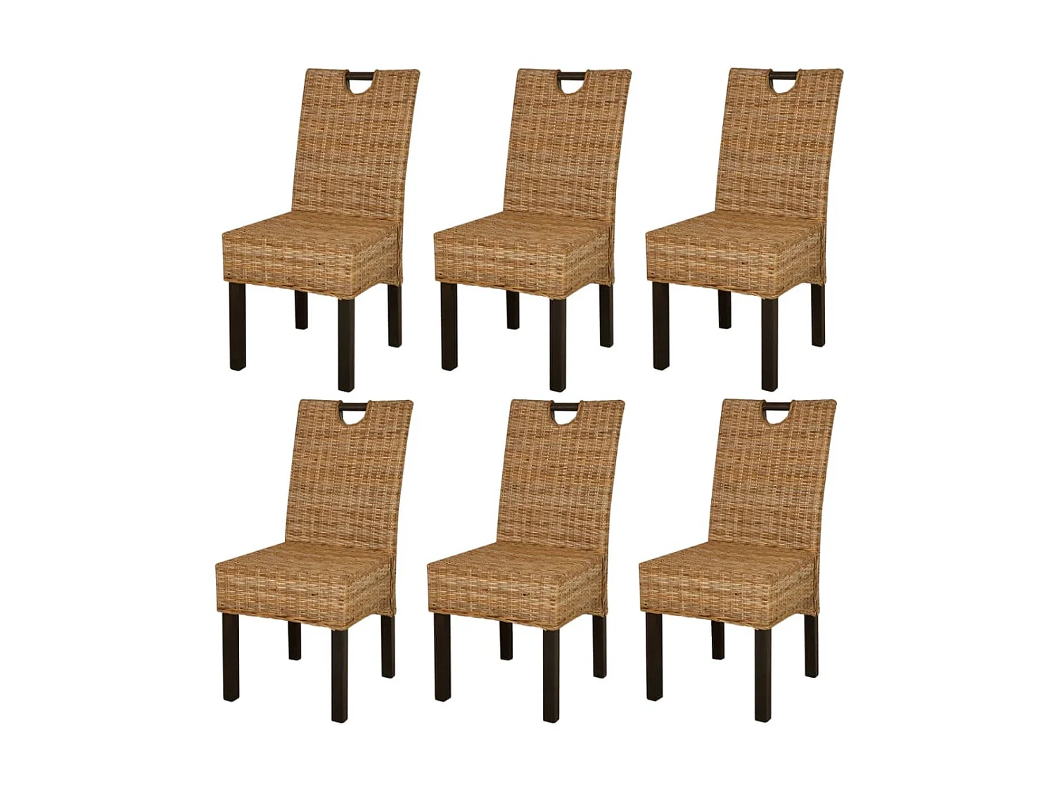 Chaises à manger lot de 6 rotin Kubu bois de manguier