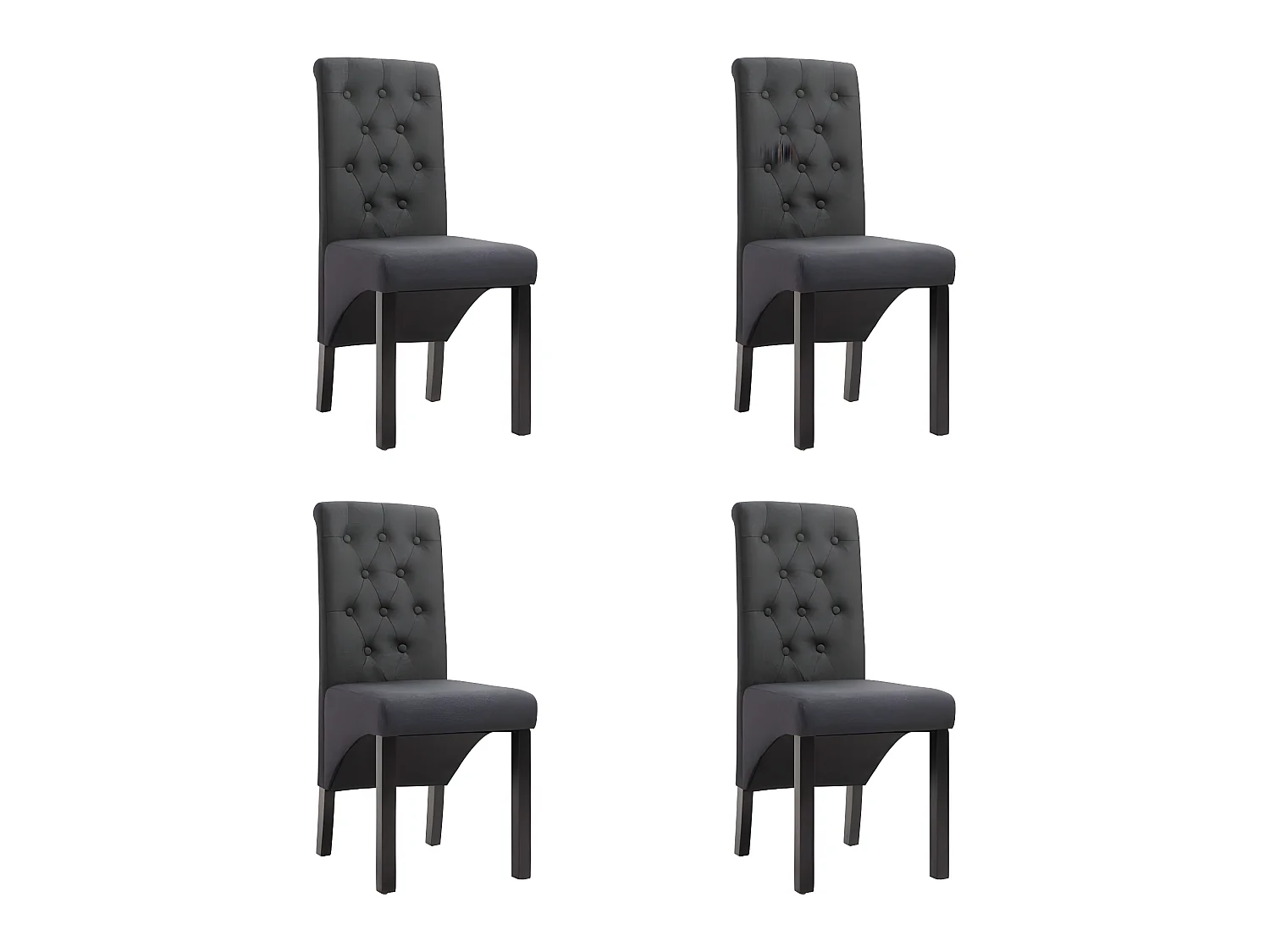 Eetkamerstoelen set van 4 donkergrijze stof