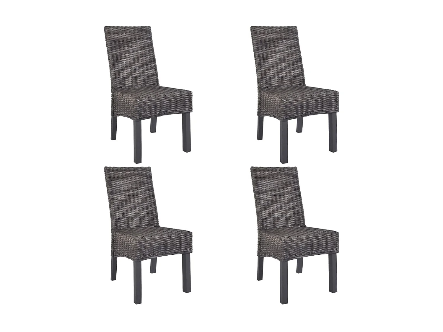 Chaises à manger lot de 4 marron rotin Kubu et bois de manguier