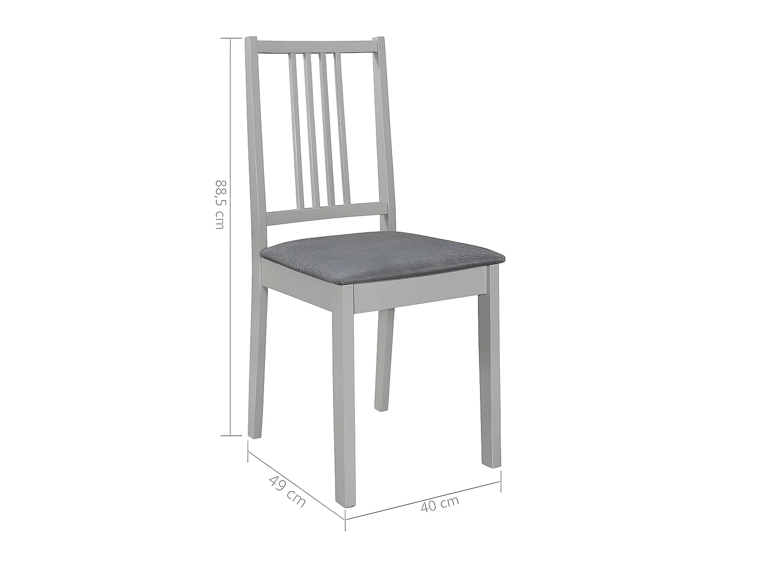 Chaises à manger avec coussins lot de 4 gris bois solide