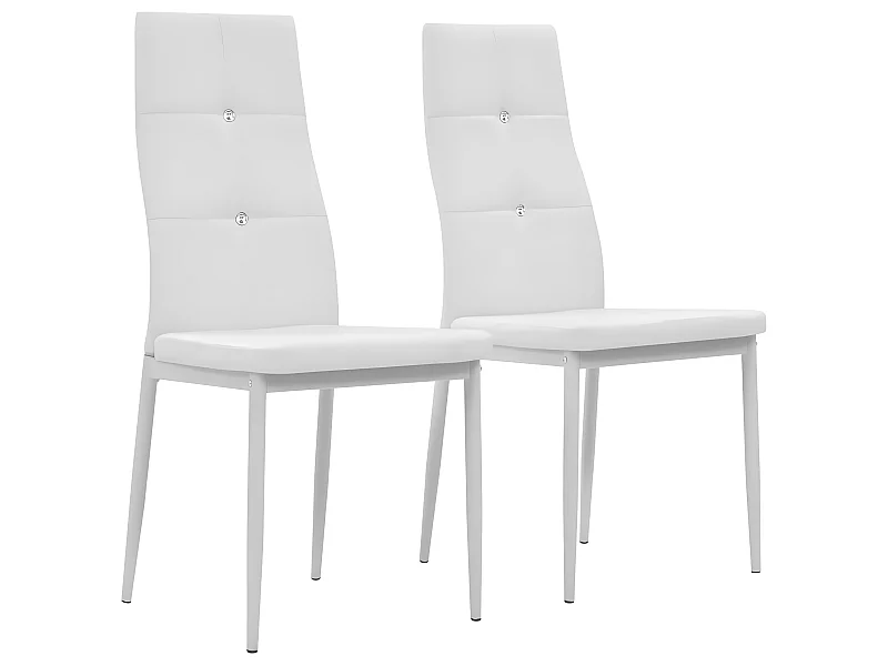 Set di 2 sedie da pranzo in ecopelle bianca