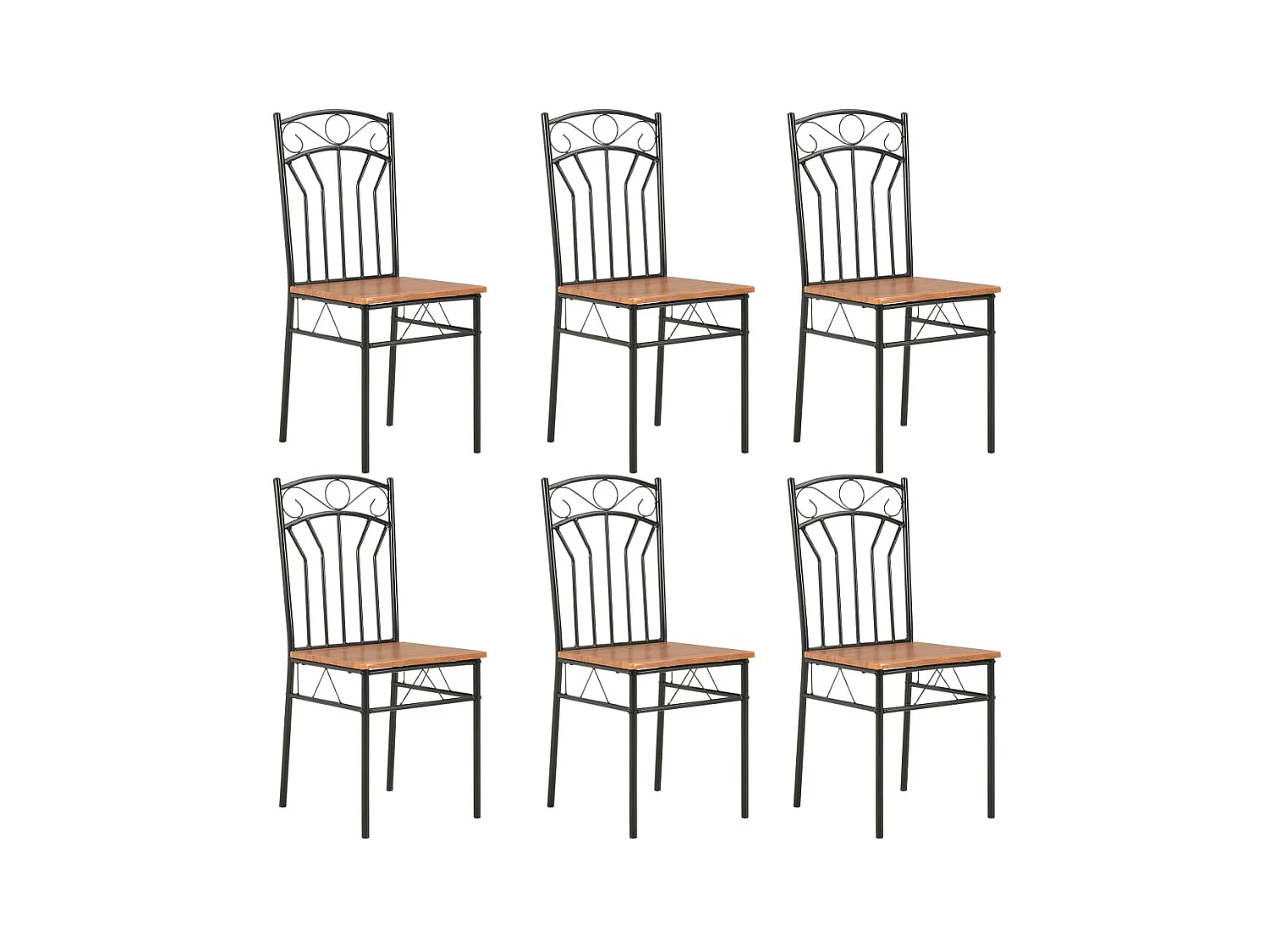 Chaises à manger lot de 6 marron MDF