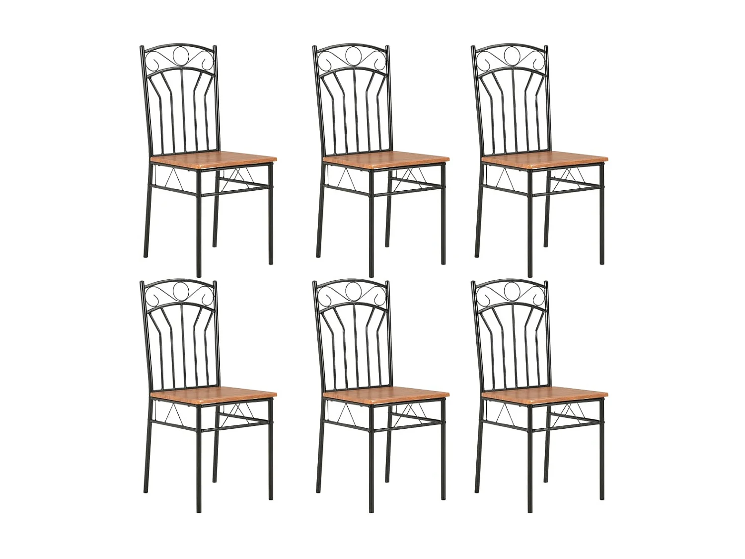 Chaises à manger lot de 6 marron MDF