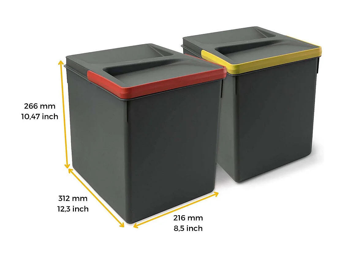Poubelles pour tiroir de cuisine Recycle (Lot de 2)