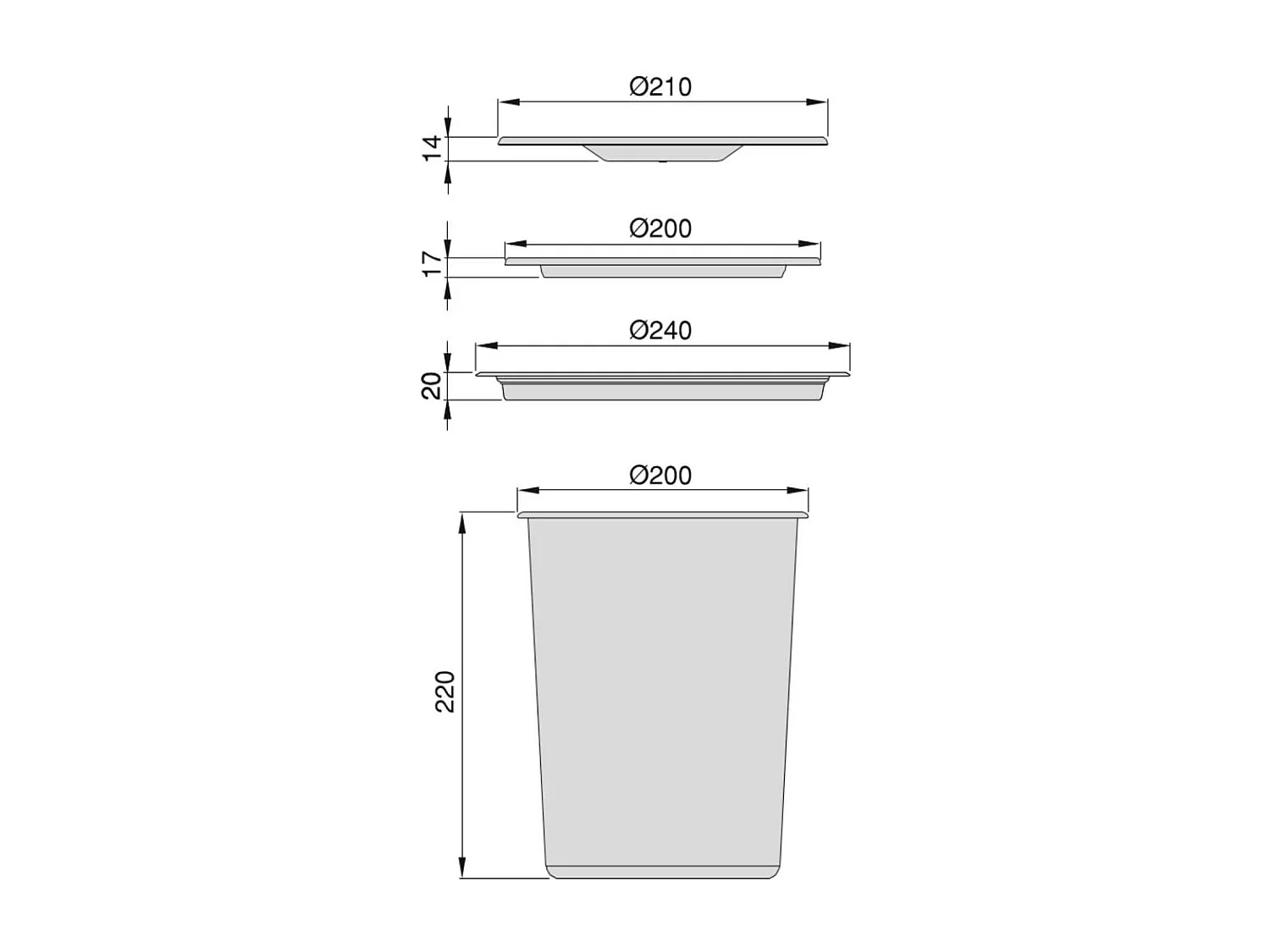 Poubelle encastrable pour plan de travail Recycle 5 litres