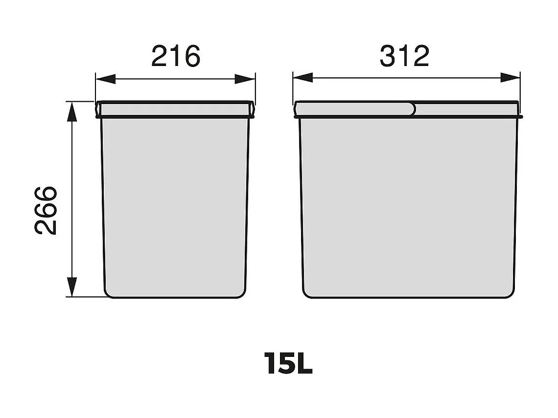 Poubelle pour tiroir de cuisine 15 litres Recycle