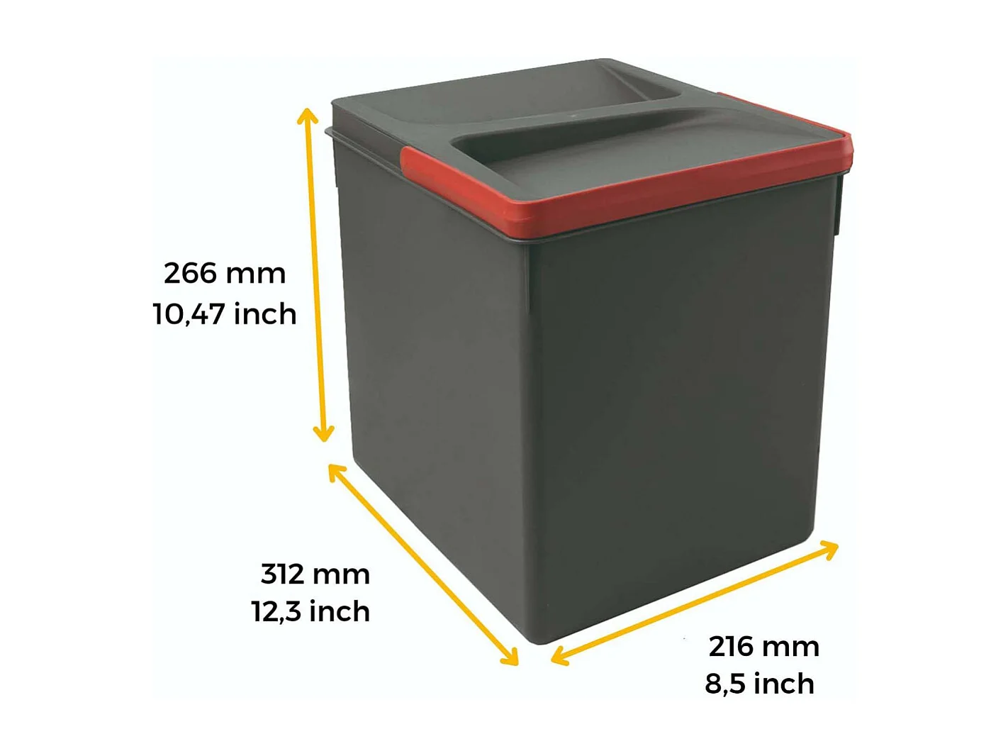 Poubelle pour tiroir de cuisine 15 litres Recycle