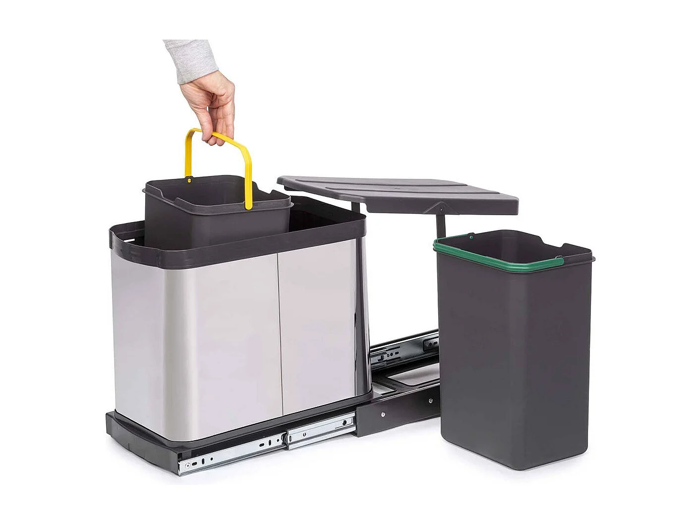 Poubelle de recyclage extraction manuelle 2 bacs 12 litres Recycle