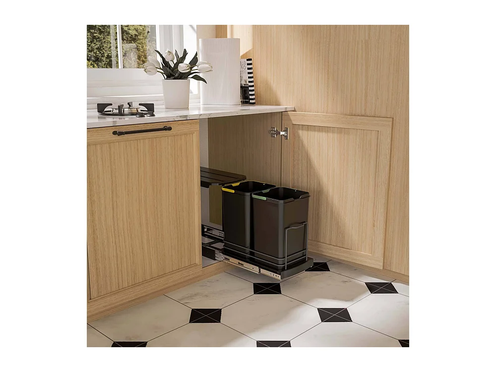 Poubelle de recyclage 2 bacs 12 litres Recycle