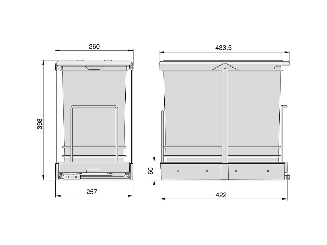 Poubelle de recyclage 2 bacs 12 litres Recycle