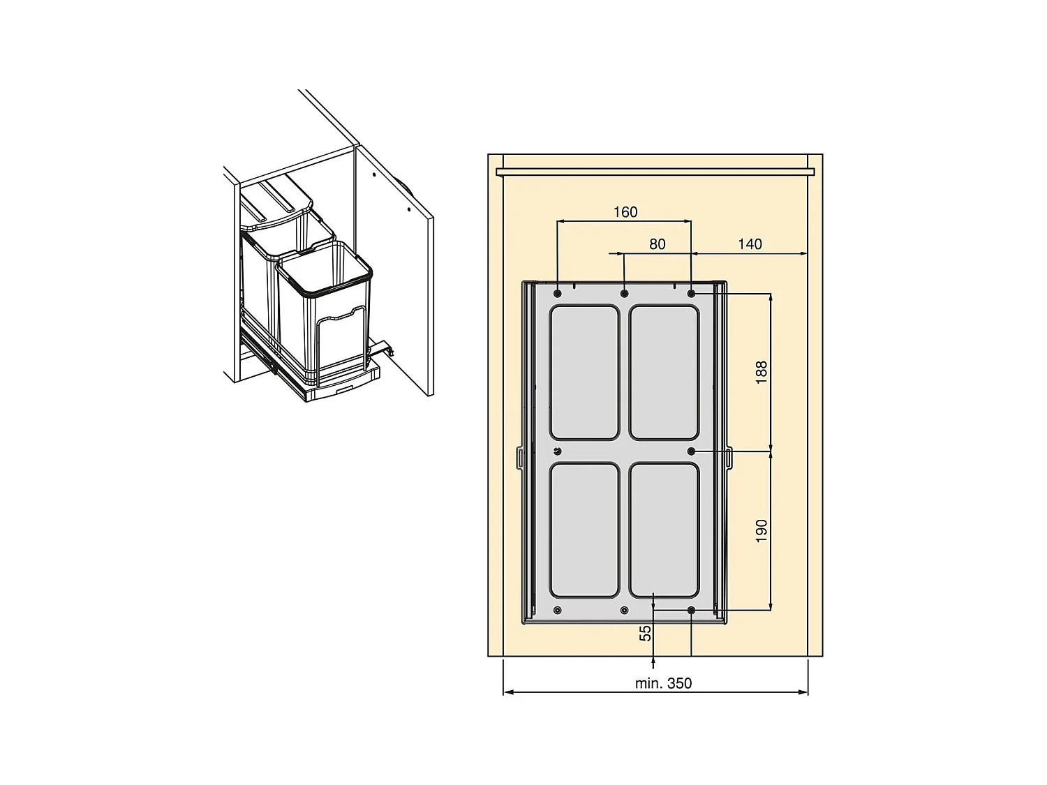 Poubelle de recyclage 2 bacs 12 litres Recycle