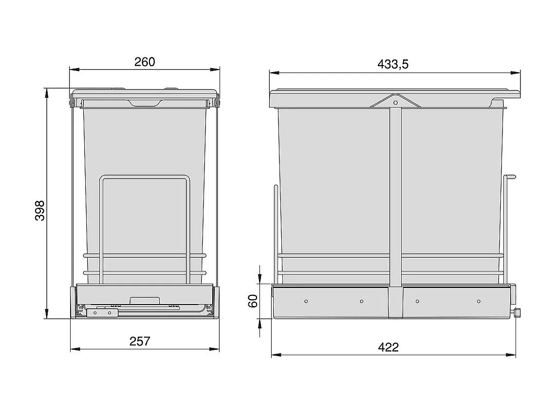 Poubelle de recyclage 2 bacs 12 litres Recycle