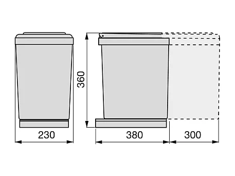 Poubelle de recyclage fixation inférieure et extraction manuelle 16 litres